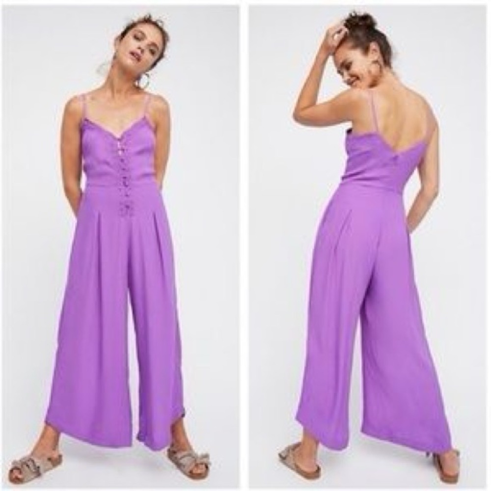NWT Free People Eileen Jumpsuit Purple Viscose